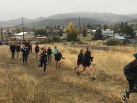 Providing race course assistance at daughter's cross country meet Brrr October running in Montana